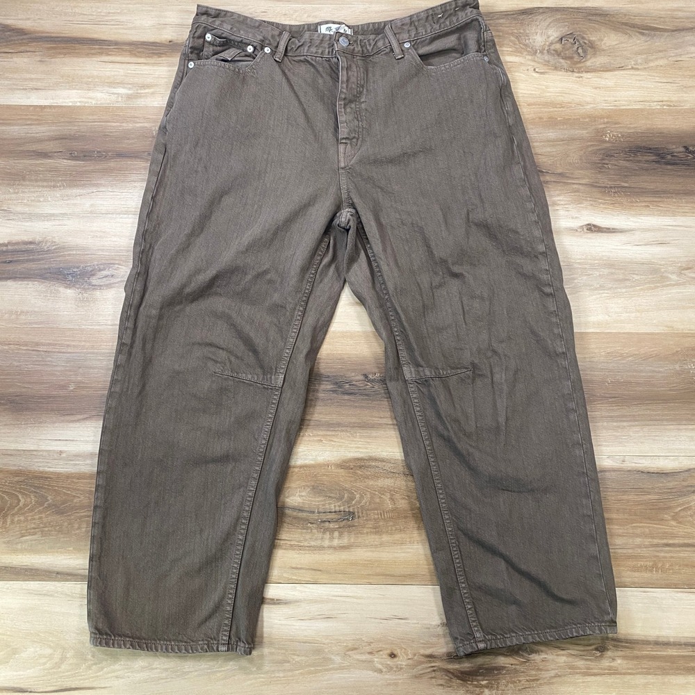 Madewell Darted Barrel-Leg Jeans Womens 32 Minimalist Cotton Brown High Rise 26"